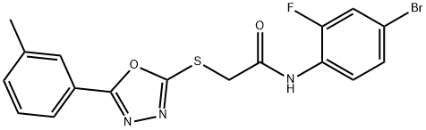 N-(4-bromo-2-fluorophenyl)-2-{[5-(3-methylphenyl)-1,3,4-oxadiazol-2-yl]sulfanyl}acetamide Struktur