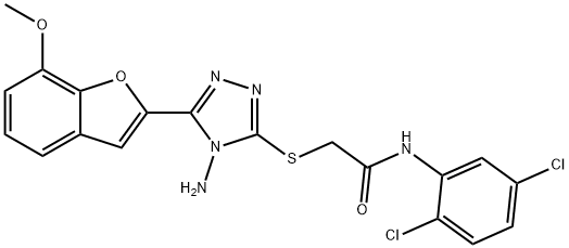 2-{[4-amino-5-(7-methoxy-1-benzofuran-2-yl)-4H-1,2,4-triazol-3-yl]sulfanyl}-N-(2,5-dichlorophenyl)acetamide Struktur