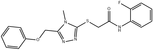 N-(2-fluorophenyl)-2-{[4-methyl-5-(phenoxymethyl)-4H-1,2,4-triazol-3-yl]sulfanyl}acetamide Struktur