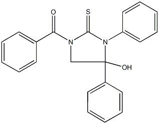 1-benzoyl-4-hydroxy-3,4-diphenyl-2-imidazolidinethione Struktur