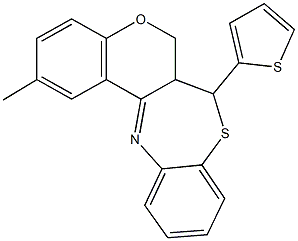 2-methyl-7-(2-thienyl)-6a,7-dihydro-6H-chromeno[3,4-c][1,5]benzothiazepine Struktur