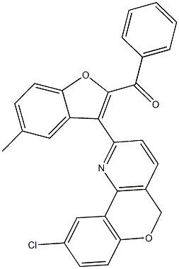 [3-(9-chloro-5H-chromeno[4,3-b]pyridin-2-yl)-5-methyl-1-benzofuran-2-yl](phenyl)methanone Struktur