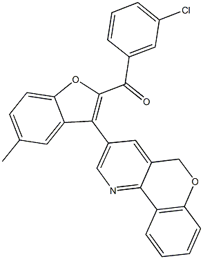 (3-chlorophenyl)[3-(5H-chromeno[4,3-b]pyridin-3-yl)-5-methyl-1-benzofuran-2-yl]methanone Struktur