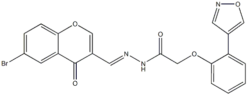 N'-[(6-bromo-4-oxo-4H-chromen-3-yl)methylene]-2-[2-(4-isoxazolyl)phenoxy]acetohydrazide Struktur