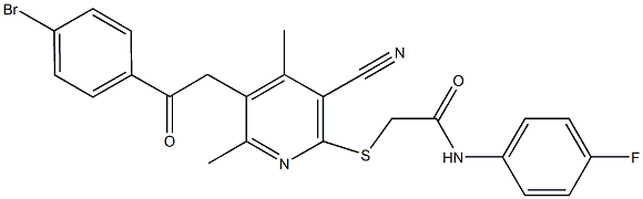 2-({5-[2-(4-bromophenyl)-2-oxoethyl]-3-cyano-4,6-dimethyl-2-pyridinyl}sulfanyl)-N-(4-fluorophenyl)acetamide Struktur