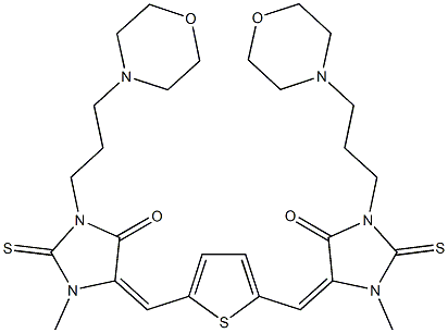 1-methyl-5-{[5-({3-methyl-1-[3-(4-morpholinyl)propyl]-5-oxo-2-thioxo-4-imidazolidinylidene}methyl)-2-thienyl]methylene}-3-[3-(4-morpholinyl)propyl]-2-thioxo-4-imidazolidinone Struktur