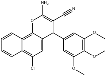 2-amino-6-chloro-4-(3,4,5-trimethoxyphenyl)-4H-benzo[h]chromene-3-carbonitrile Struktur