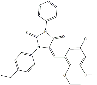 5-(5-chloro-2-ethoxy-3-methoxybenzylidene)-1-(4-ethylphenyl)-3-phenyl-2-thioxo-4-imidazolidinone Struktur