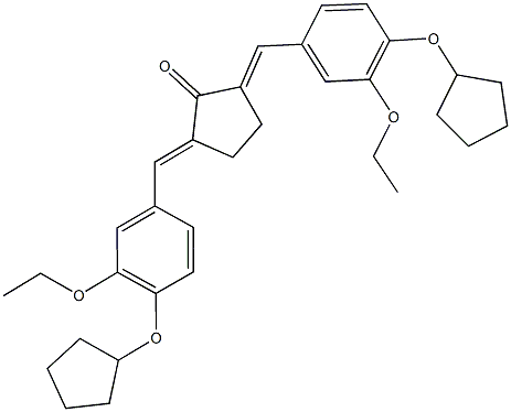 2,5-bis[4-(cyclopentyloxy)-3-ethoxybenzylidene]cyclopentanone Struktur