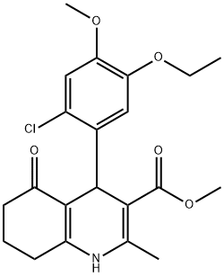 methyl 4-(2-chloro-5-ethoxy-4-methoxyphenyl)-2-methyl-5-oxo-1,4,5,6,7,8-hexahydro-3-quinolinecarboxylate Struktur