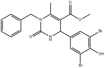 methyl 1-benzyl-4-(3,5-dibromo-4-hydroxyphenyl)-6-methyl-2-oxo-1,2,3,4-tetrahydro-5-pyrimidinecarboxylate Struktur