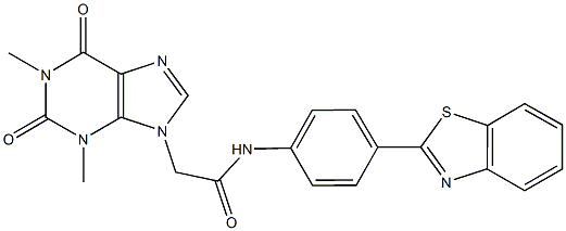 N-[4-(1,3-benzothiazol-2-yl)phenyl]-2-(1,3-dimethyl-2,6-dioxo-1,2,3,6-tetrahydro-9H-purin-9-yl)acetamide Struktur