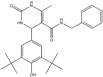 N-benzyl-4-(3,5-ditert-butyl-4-hydroxyphenyl)-6-methyl-2-oxo-1,2,3,4-tetrahydro-5-pyrimidinecarboxamide Struktur