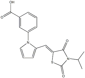 3-{2-[(3-isopropyl-2,4-dioxo-1,3-thiazolidin-5-ylidene)methyl]-1H-pyrrol-1-yl}benzoic acid Struktur