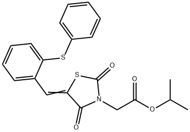 isopropyl {2,4-dioxo-5-[2-(phenylsulfanyl)benzylidene]-1,3-thiazolidin-3-yl}acetate Struktur