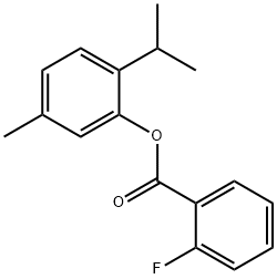 2-isopropyl-5-methylphenyl 2-fluorobenzoate Struktur