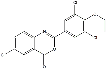 6-chloro-2-(3,5-dichloro-4-ethoxyphenyl)-4H-3,1-benzoxazin-4-one Struktur