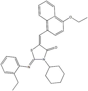 3-cyclohexyl-5-[(4-ethoxy-1-naphthyl)methylene]-2-[(2-ethylphenyl)imino]-1,3-thiazolidin-4-one Struktur