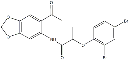 N-(6-acetyl-1,3-benzodioxol-5-yl)-2-(2,4-dibromophenoxy)propanamide Struktur