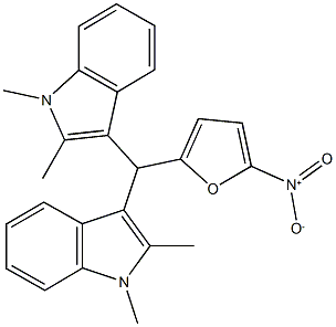 3-((1,2-dimethyl-1H-indol-3-yl){5-nitro-2-furyl}methyl)-1,2-dimethyl-1H-indole Struktur