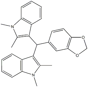 3-[1,3-benzodioxol-5-yl(1,2-dimethyl-1H-indol-3-yl)methyl]-1,2-dimethyl-1H-indole Struktur