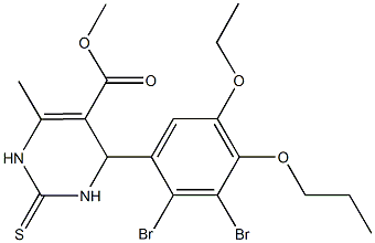 methyl 4-(2,3-dibromo-5-ethoxy-4-propoxyphenyl)-6-methyl-2-thioxo-1,2,3,4-tetrahydro-5-pyrimidinecarboxylate Struktur