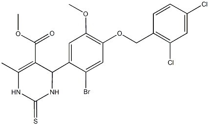 methyl 4-{2-bromo-4-[(2,4-dichlorobenzyl)oxy]-5-methoxyphenyl}-6-methyl-2-thioxo-1,2,3,4-tetrahydro-5-pyrimidinecarboxylate Struktur