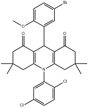 9-(5-bromo-2-methoxyphenyl)-10-(2,5-dichlorophenyl)-3,3,6,6-tetramethyl-3,4,6,7,9,10-hexahydro-1,8(2H,5H)-acridinedione Struktur