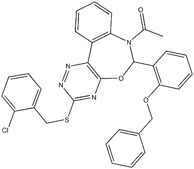 2-{7-acetyl-3-[(2-chlorobenzyl)sulfanyl]-6,7-dihydro[1,2,4]triazino[5,6-d][3,1]benzoxazepin-6-yl}phenyl benzyl ether Struktur