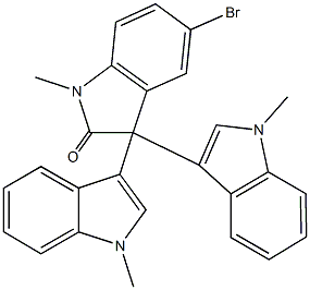 5-bromo-3,3-bis(1-methyl-1H-indol-3-yl)-1-methyl-1,3-dihydro-2H-indol-2-one Struktur