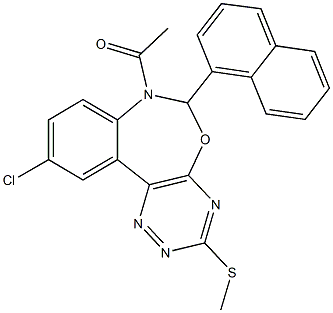 7-acetyl-10-chloro-6-(1-naphthyl)-6,7-dihydro[1,2,4]triazino[5,6-d][3,1]benzoxazepin-3-yl methyl sulfide Struktur