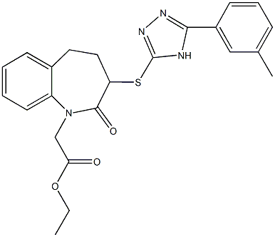 ethyl (3-{[5-(3-methylphenyl)-4H-1,2,4-triazol-3-yl]sulfanyl}-2-oxo-2,3,4,5-tetrahydro-1H-1-benzazepin-1-yl)acetate Struktur