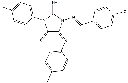 1-[(4-chlorobenzylidene)amino]-2-imino-3-(4-methylphenyl)-5-[(4-methylphenyl)imino]-4-imidazolidinethione Struktur