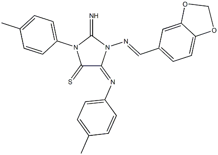 1-[(1,3-benzodioxol-5-ylmethylene)amino]-2-imino-3-(4-methylphenyl)-5-[(4-methylphenyl)imino]-4-imidazolidinethione Struktur