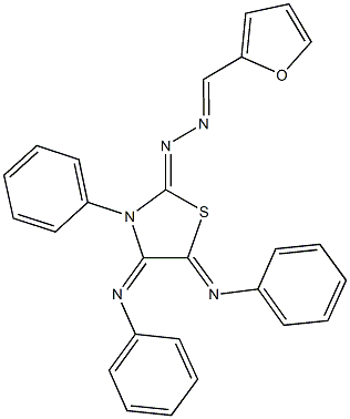 2-furaldehyde [3-phenyl-4,5-bis(phenylimino)-1,3-thiazolidin-2-ylidene]hydrazone Struktur