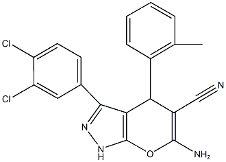 6-amino-3-(3,4-dichlorophenyl)-4-(2-methylphenyl)-1,4-dihydropyrano[2,3-c]pyrazole-5-carbonitrile Struktur