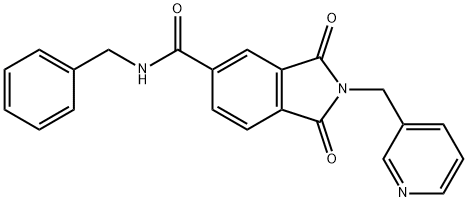 N-benzyl-1,3-dioxo-2-(3-pyridinylmethyl)-5-isoindolinecarboxamide Struktur