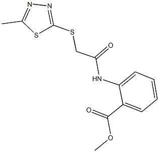 methyl 2-({[(5-methyl-1,3,4-thiadiazol-2-yl)sulfanyl]acetyl}amino)benzoate Struktur