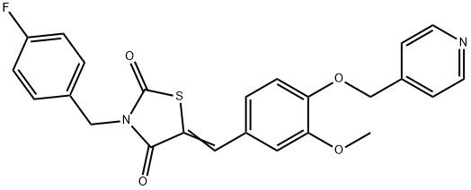 3-(4-fluorobenzyl)-5-[3-methoxy-4-(4-pyridinylmethoxy)benzylidene]-1,3-thiazolidine-2,4-dione Struktur