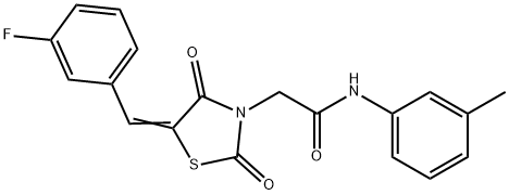 2-[5-(3-fluorobenzylidene)-2,4-dioxo-1,3-thiazolidin-3-yl]-N-(3-methylphenyl)acetamide Struktur