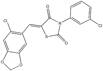 5-[(6-chloro-1,3-benzodioxol-5-yl)methylene]-3-(3-chlorophenyl)-1,3-thiazolidine-2,4-dione Struktur