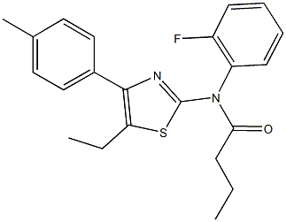 N-[5-ethyl-4-(4-methylphenyl)-1,3-thiazol-2-yl]-N-(2-fluorophenyl)butanamide Struktur