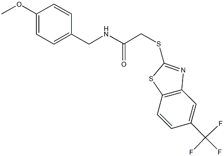 N-(4-methoxybenzyl)-2-{[5-(trifluoromethyl)-1,3-benzothiazol-2-yl]sulfanyl}acetamide Struktur