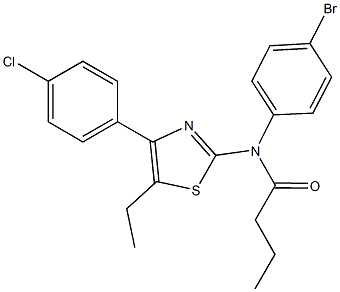 N-(4-bromophenyl)-N-[4-(4-chlorophenyl)-5-ethyl-1,3-thiazol-2-yl]butanamide Struktur