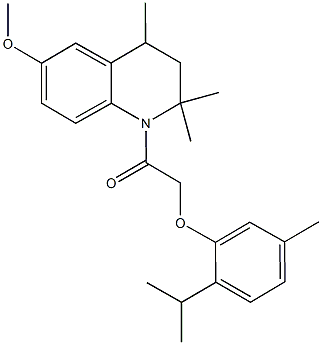 1-[(2-isopropyl-5-methylphenoxy)acetyl]-6-methoxy-2,2,4-trimethyl-1,2,3,4-tetrahydroquinoline Struktur