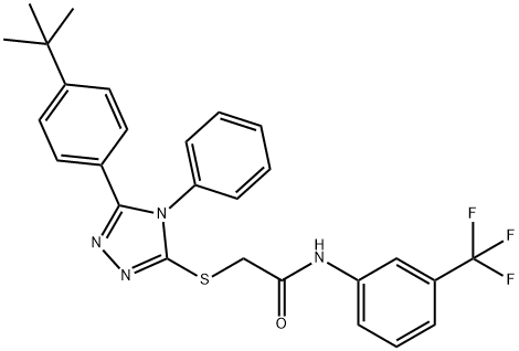 2-{[5-(4-tert-butylphenyl)-4-phenyl-4H-1,2,4-triazol-3-yl]sulfanyl}-N-[3-(trifluoromethyl)phenyl]acetamide Struktur