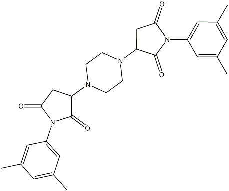 1-(3,5-dimethylphenyl)-3-{4-[1-(3,5-dimethylphenyl)-2,5-dioxo-3-pyrrolidinyl]-1-piperazinyl}-2,5-pyrrolidinedione Struktur