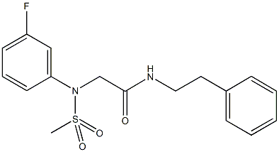 2-[3-fluoro(methylsulfonyl)anilino]-N-(2-phenylethyl)acetamide Struktur