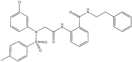 2-[({3-chloro[(4-methylphenyl)sulfonyl]anilino}acetyl)amino]-N-(2-phenylethyl)benzamide Struktur