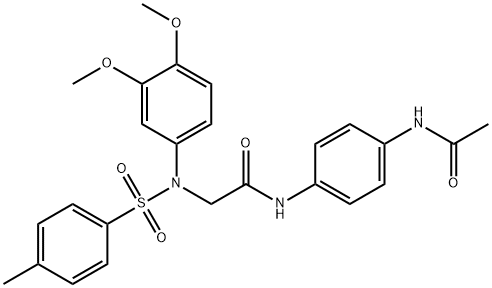 N-[4-(acetylamino)phenyl]-2-{3,4-dimethoxy[(4-methylphenyl)sulfonyl]anilino}acetamide Struktur